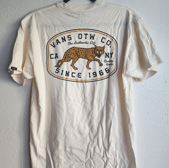 Vans Mens Back Print Graphic T Shirt Size Medium Antique White - Picture 1 of 3